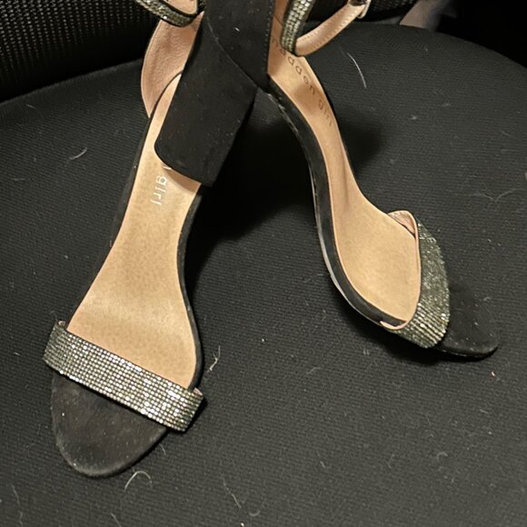 Madden Girl‎ Black and Rhinestone Strappy 3.5" Bessie Heels Size 8 - Picture 1 of 4